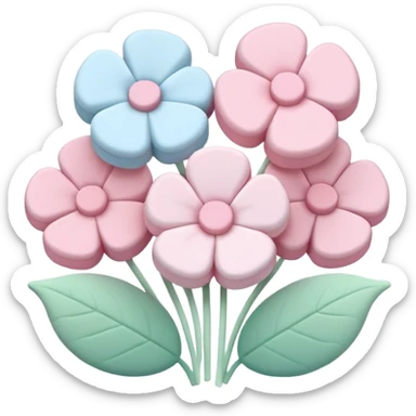 marshmallows in the shape of flowers, soft pastel colors, cute and puffy sticker