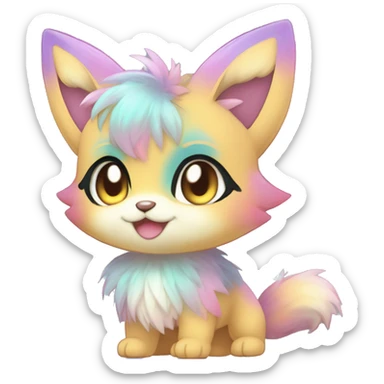 Anthro Shiny Colorful Pastel Glitter Sparkle Stars Gradient Anime Chibi Animal-Fakémon-Pokémon-Hybrid Fur Sona sticker