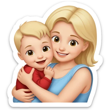 cute baby biting his mother's arm sticker