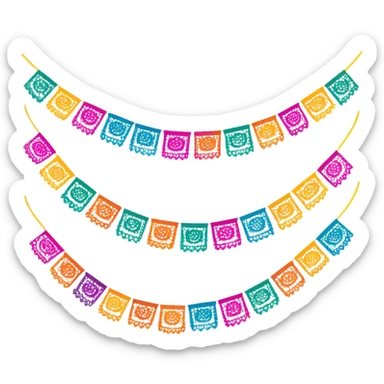 festive garland of colorful mexican papel picado sticker