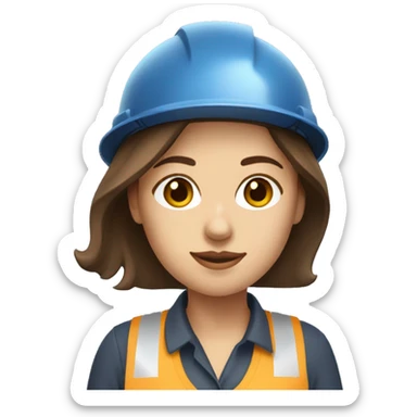 woman profession architect ,with brown hair and brown eyes, holding blueprints  sticker