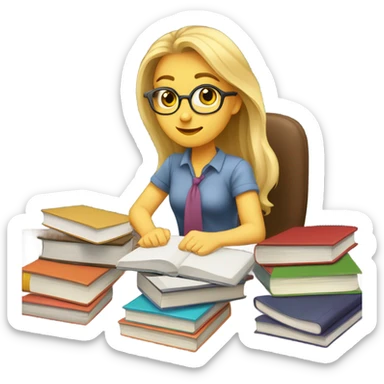 A Blonde girl studying  sticker