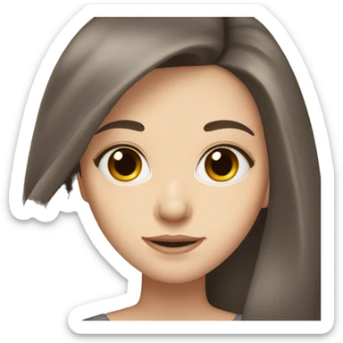 A pretty girl with long dark brown hair, pale skin, brown eyes sticker