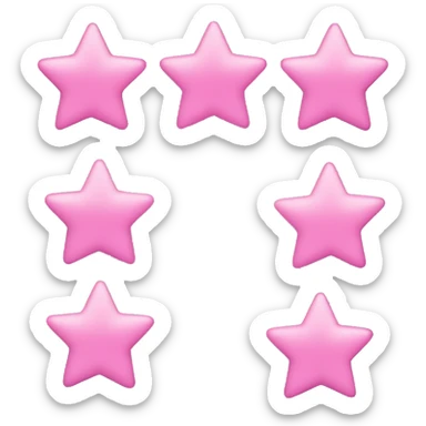 Three small pink , five-pointed stars grouped together. The stars have a slightly elongated shape, giving them a twinkling effect. They vary in size, with the largest star in the center and two smaller stars on either side.  sticker