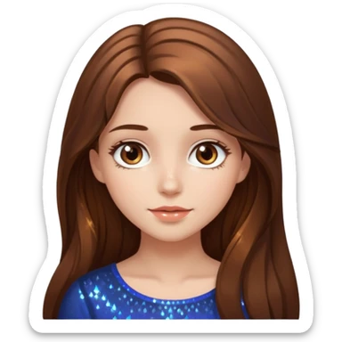 beautiful girl with long and brown hair and brown eyes with sparkles by herside sticker