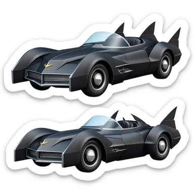  the animated series aerodynamic dark futuristic concept Batmobile loosely based on 1966 Cadillac roadster(flat long straight faceted mechanical body) winged stealthy street hot rod  sticker