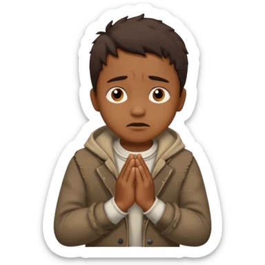Emoji in which a small man begging sticker
