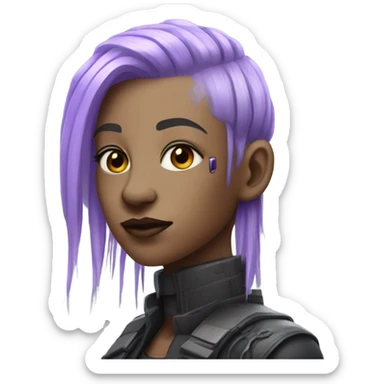 cyberpunk cyborg with lavender hair sticker