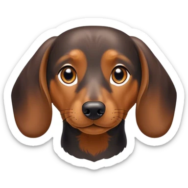 Cinematic Noble blablack and tanck and tan Dachshund Portrait Emoji, Poised and regal, with a long, low-slung build and a smooth, well-groomed black and tan coat, deep-set soulful brown eyes, Simplified yet sharp and sophisticated features, highly detailed, glowing with a soft, dignified glow, high shine, intelligent and determined, stylized with an air of charm, focused and attentive, soft glowing outline, capturing the essence of a watchful and confident companion, so majestic it feels as though it could slide out of the screen with effortless authority! sticker