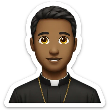 young catholic priest black hair sticker