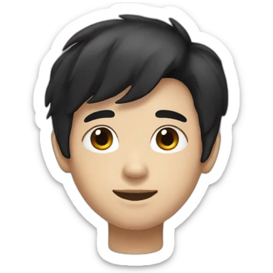 Yong boy with black hair and facial hue sticker