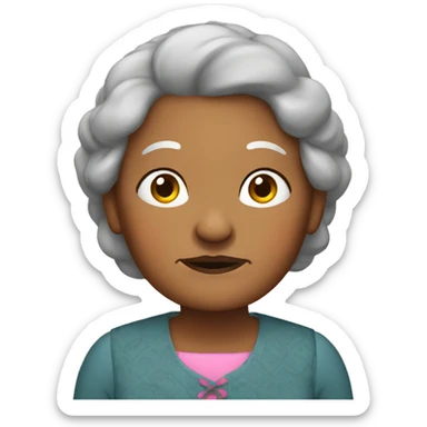Brown granny with bun + disappointed  sticker