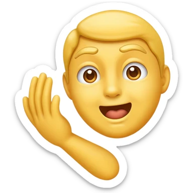 Classic yellow face emoji but with a hand ready to slap and a flirty face sticker