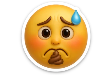 emoji stile iphone che riguarda l'argomento "stipsi/andrò al bagno oggi?", iperrealistico 4k sticker