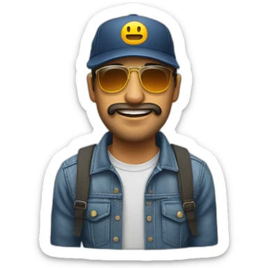 hombre con gorra y barba y una mujer con pelo corto gafas sticker