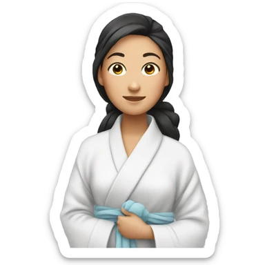 asian woman hair in towel and robe SPA sticker