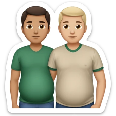 two men standing besides each other. 1 man is white, and the other man is mexican and pregnant. sticker