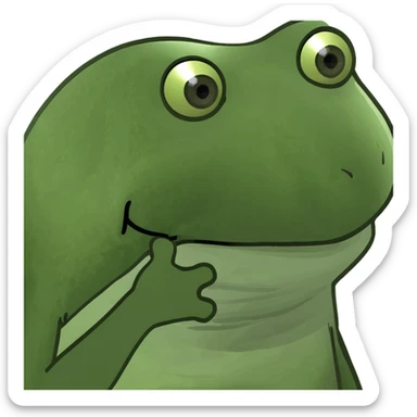 magnifying glass on a digital interface, green bufo frog meme style sticker