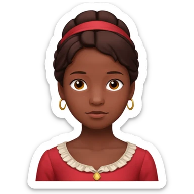 Patsey from 12 Years of Slave with dark brown hair, light red outfit sticker