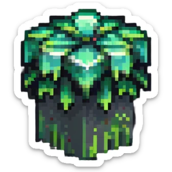 ultra-blocky minimal pixel art Minecraft grass block with few large square pixels sticker