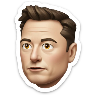 Semi-realistic Elon Musk head with serious face sticker