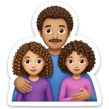 Brown dad with his two daughtersbone who is 5 and has curly hair and one who isn3 who has curly hair mixed race sticker