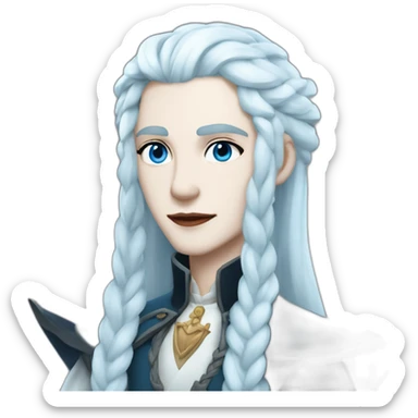 pale androgynous royal vampire with long white hair in a braid over his shoulder and light blue eyes sticker