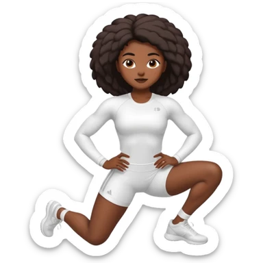 darkskin back woman in white sportswear Fit body focus chin to thigh sticker