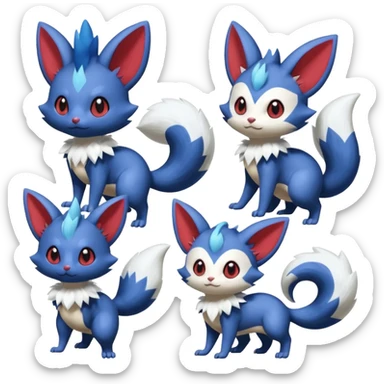 Sneasel-Weavile-Furret-Meowstic-Minccino-fusion sticker