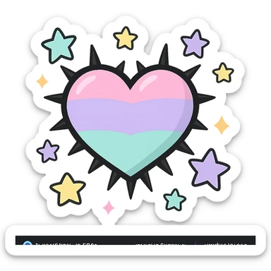 Remove the background, keep the pastel goth heart with pastel stars and black spikes, transparent background. sticker