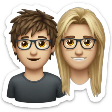 Guy with forsted vs blue spectacles messi hair with little mullets brown hair  sticker