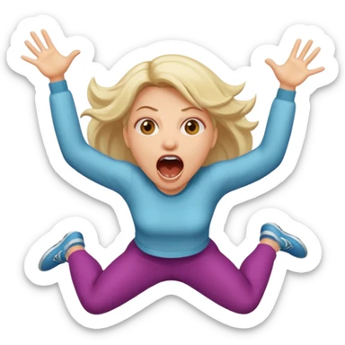 Woman jumping screaming “fraud” sticker