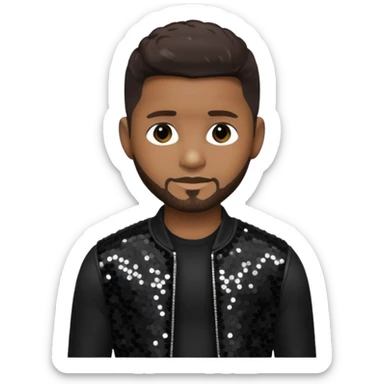 Usher with dark brown hair, black sequin tour outfit  sticker