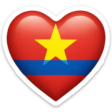 A heart with a Vietnamese flag on it sticker