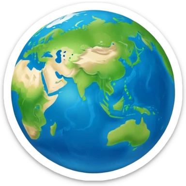 Minimalist Earth globe with landmasses shaped like 812 and also with "812" text written across the globe, iOS emoji style sticker