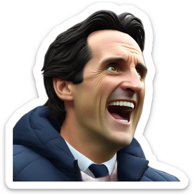 unai emery celebrates aston villas third goal against brighton sticker