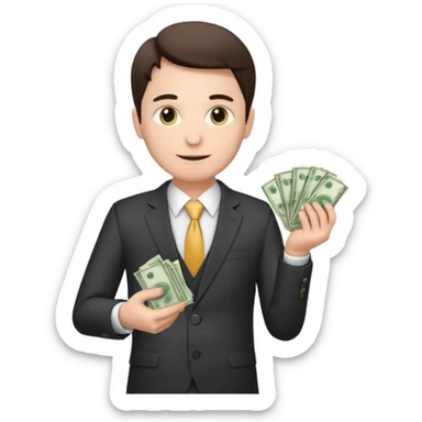 CEO with money in his hands donating to hospital sticker