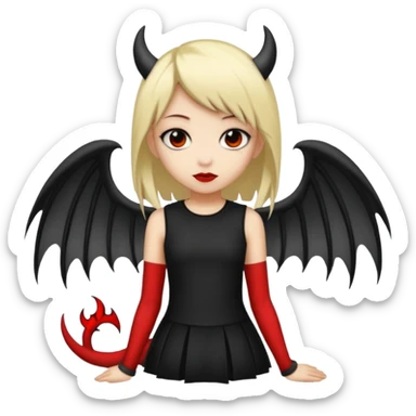 A black and blonde haired girl with a devils wing and tail and she's emo sticker