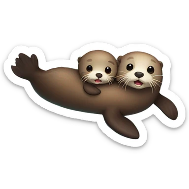 Sea Otter swimming with Baby  sticker