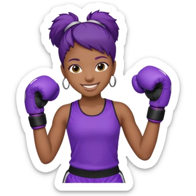 now make a girl whose black in purple kickboxing full shirt sticker