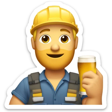 A construction worker with blond hair holding a duck in his one arm and a beer in the other arm  sticker