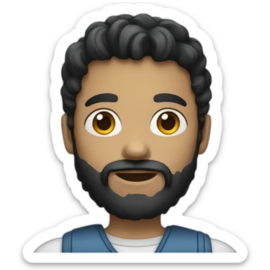 Boy with black beard and laptop sticker