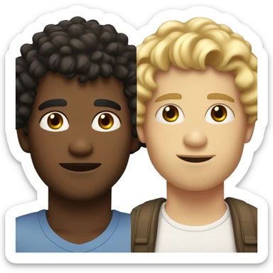 Two boyfriends side by side one with tan skin and dark curly hair and the other pale and slightly fat with blonde hair sticker