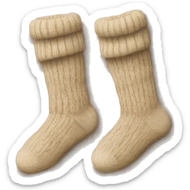 Pair of knitted beige socks sticker