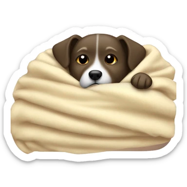 Dog sleeping in blanket cozy sticker