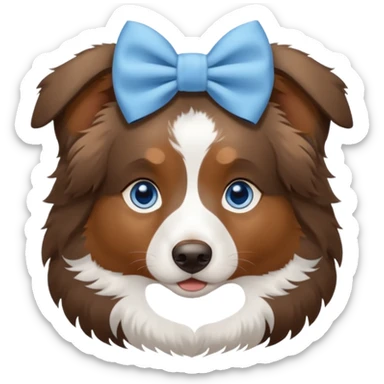 Australian shepherd with a light blue bow and blue eyes   sticker