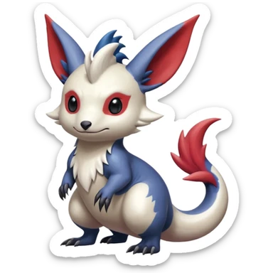 Scaly cute colorful exotic realistic painted smooth glossy Zangoose-Salandit-Minccino-Absol-fusion sticker