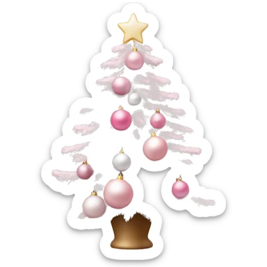 Pastel pink Christmas tree with pink and white ornaments  sticker