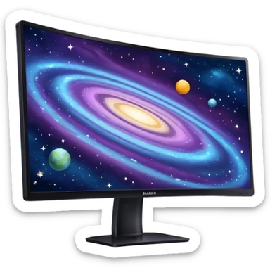 Create a curved monitor with galaxy on the screen sticker