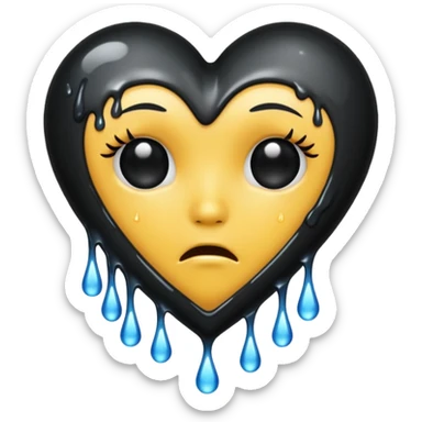 black heart crying sticker